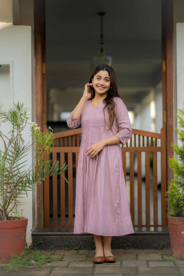 Floral Elegance ? Cotton Embroidered Dress with Printex Magic (XL) - Image 2