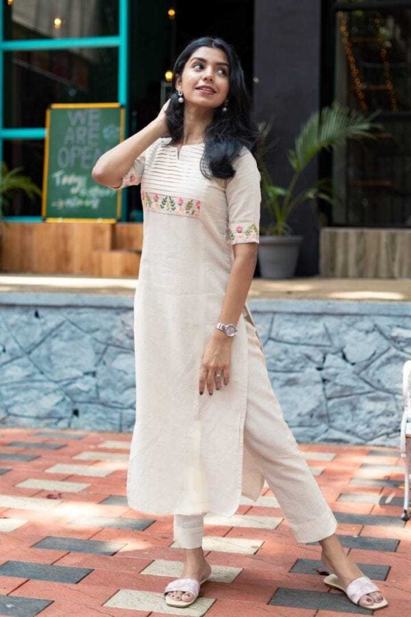 Women?s Cotton Kurta Suit Set with Palazzo Pants & Dupatta(L) - Image 4