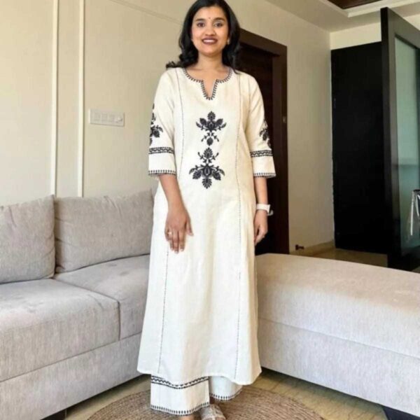 Ethnic Cotton Kurta Set for Women ? Straight Fit with Palazzo and Dupatta(M) - Image 5